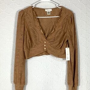 Urban Romantics crop blouse large brown
